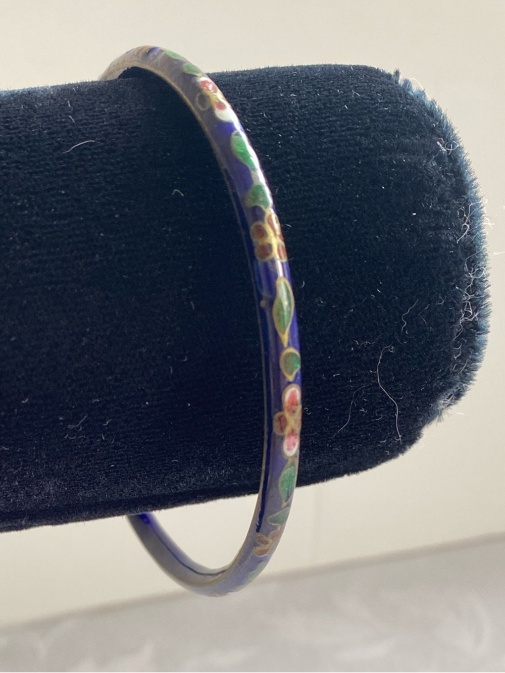 Vintage Chinese Cloisonné Enamel Bangle Bracelet Floral